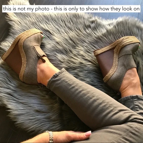 Christian Louboutin Deroba Espadrille Wedges Grey Open Toe Platform Booties 36 6